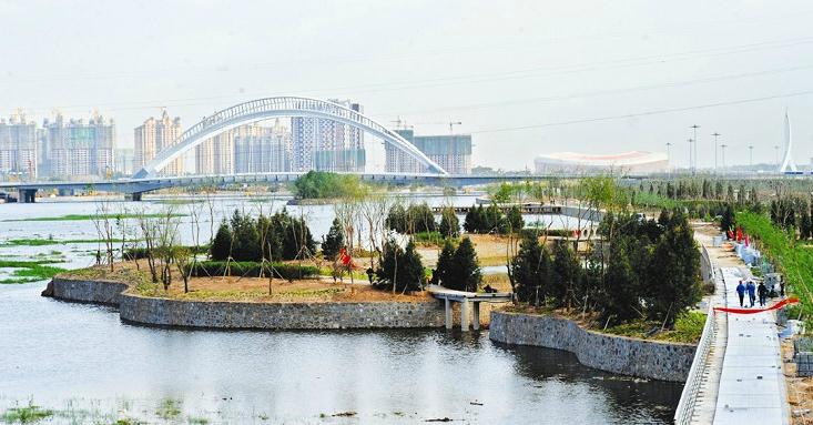 太原:汾河景区二期南延 景观初现(图)